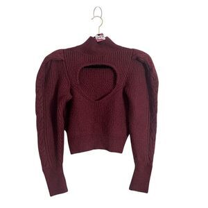 Express Womens Sweater Medium Knit Crop Cutout Pullover